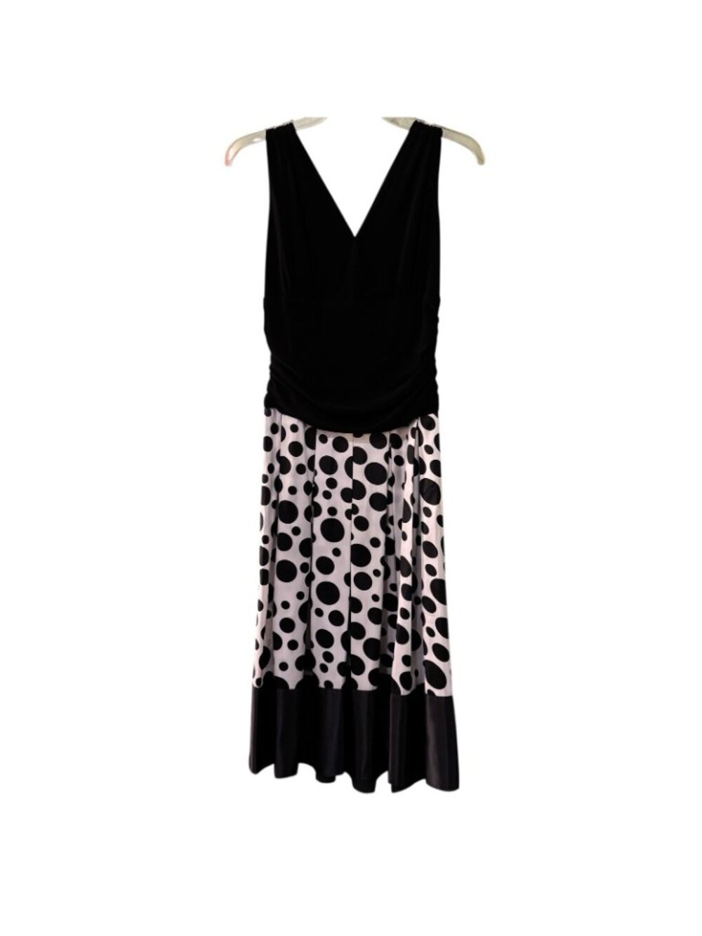 Polka Dot Dress Women's 12 Black & White Sleeveless Jessica Howard Evenings - Picture 9 of 16